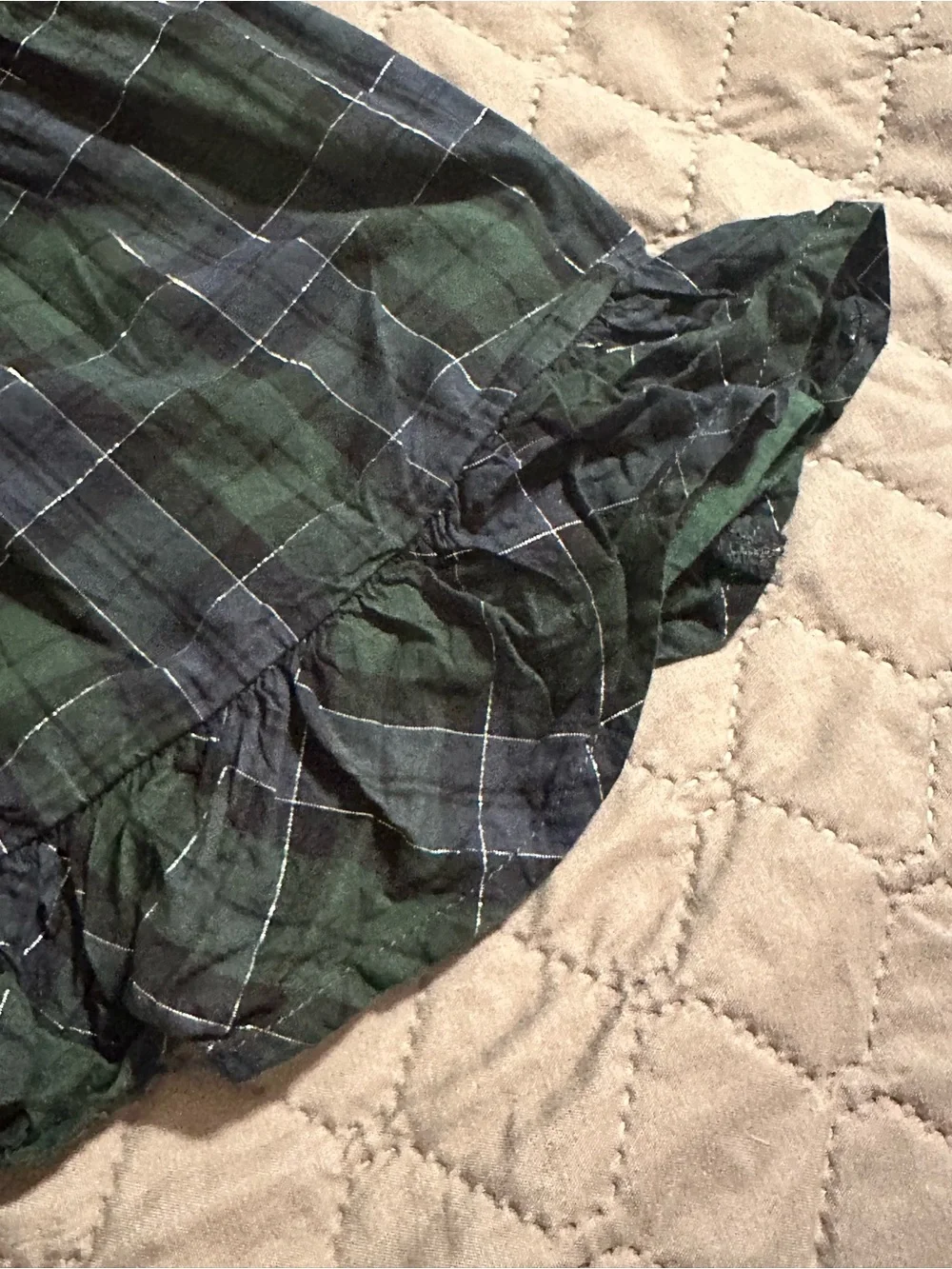 Crewcuts Green and Blue Plaid Tiered Ruffle Dress Size 8